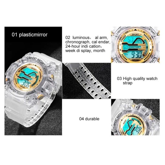 Mens LED Digital Watches Luminous Fashion Sport Waterproof Watches For Man Date - Picture 7 of 9